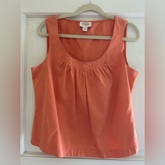 Talbots Tops - Talbots Classic Coral Sleeveless Pleated Scoop-Neck Shell Size 12.